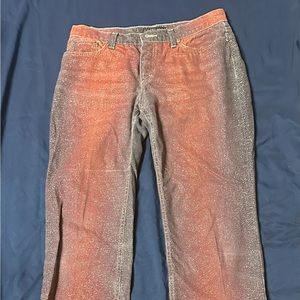 Roberto Cavalli denim pants, rust and wine ombre with sparkles